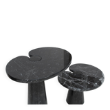 Mid Century Angelo Mangiarotti Pair of Eros Black Marble Side Tables Italy