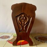Vintage carved wooden magazine rack