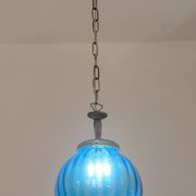 Charmante suspension vintage en verre bleu de Murano, 1960