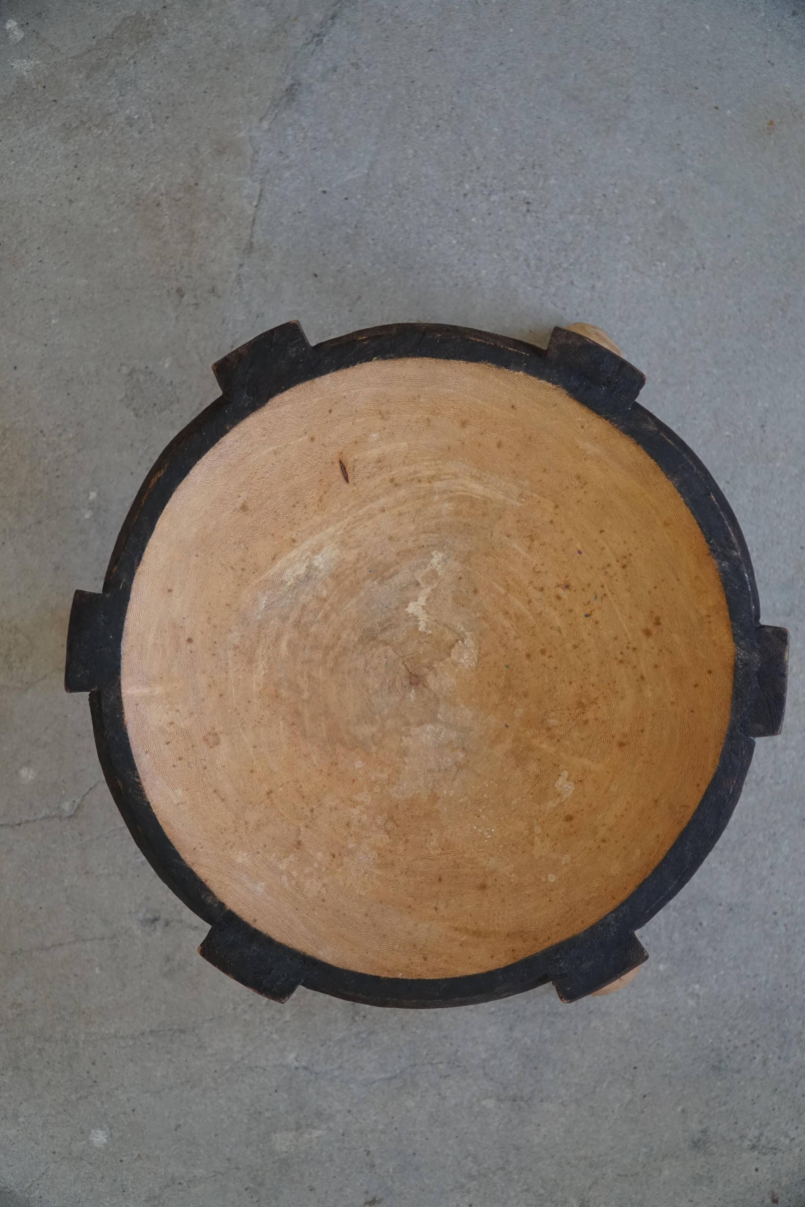 Wabi Sabi tripod stool / Solid wood side table, Scandinavia, 1950s