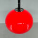Mid century red hanging lamp with chrome by Harvey Guzzini for Meblo Italy