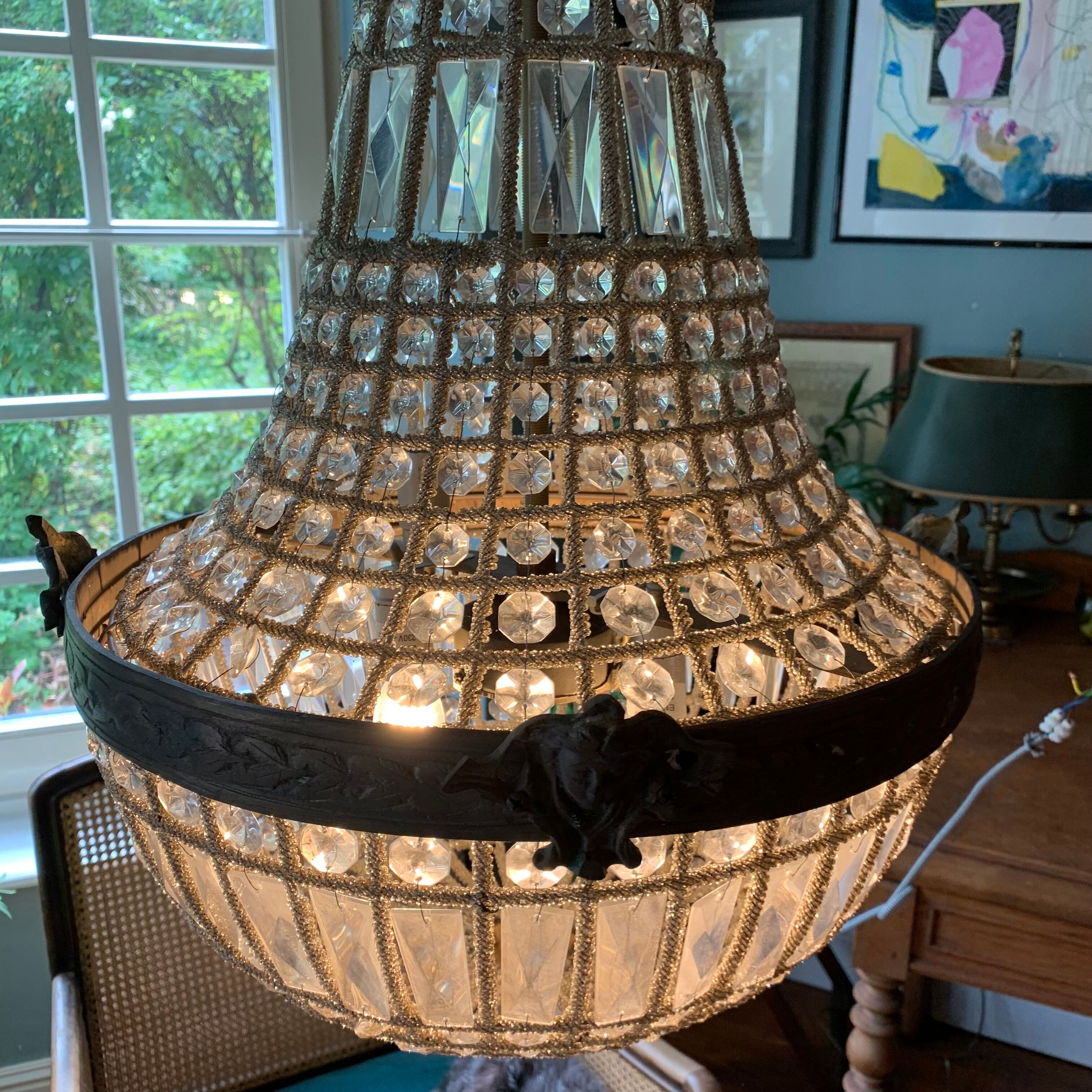 Bronze balloon chandelier and grapevines 90cm