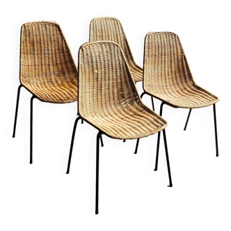 Chaises Basket en Osier par Gian Franco Legler, 1950s