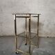 Side Table 1970s smoked glass/gold/wheels