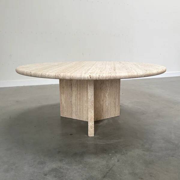 Round travertine coffee table, 1970s