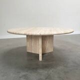 Round travertine coffee table, 1970s