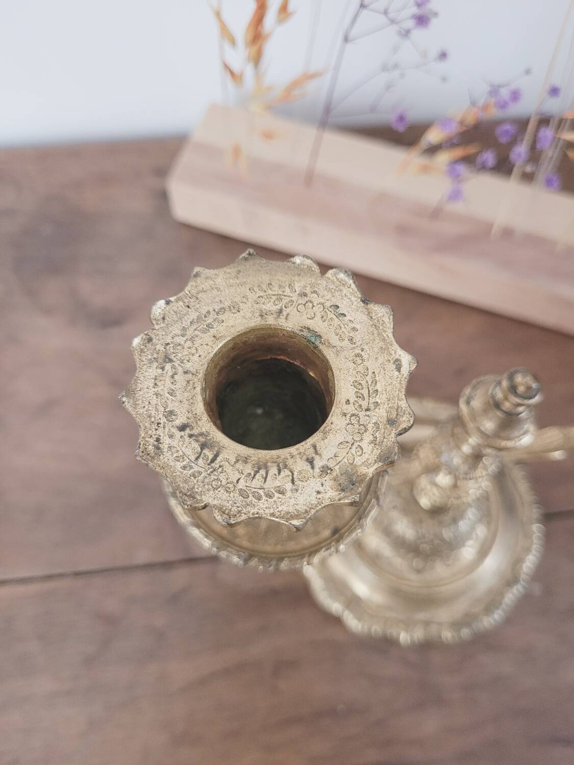 2-light brass chandelier