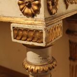 Italian Louis XVI White Lacquer and Giltwood Console with Scagliola Siena Marble Top