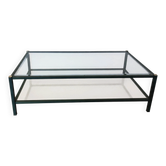 Vintage coffee table Pierre Vandel forest green & gold 70's