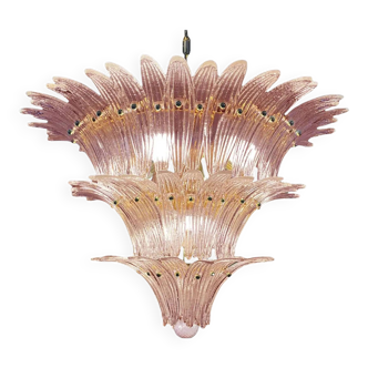 Mid-Century Modern Pink “Palmette” Murano Glass Chandelier