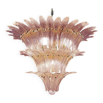 Mid-Century Modern Pink “Palmette” Murano Glass Chandelier