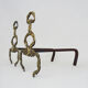 Old pair of chenets, fire dog in bronze and French neoclassical cast iron