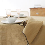 Camel linen tablecloth and towels