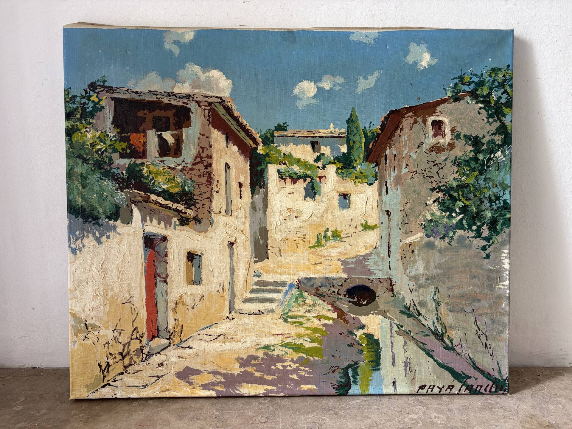 Spanish village, oil on canvas signed