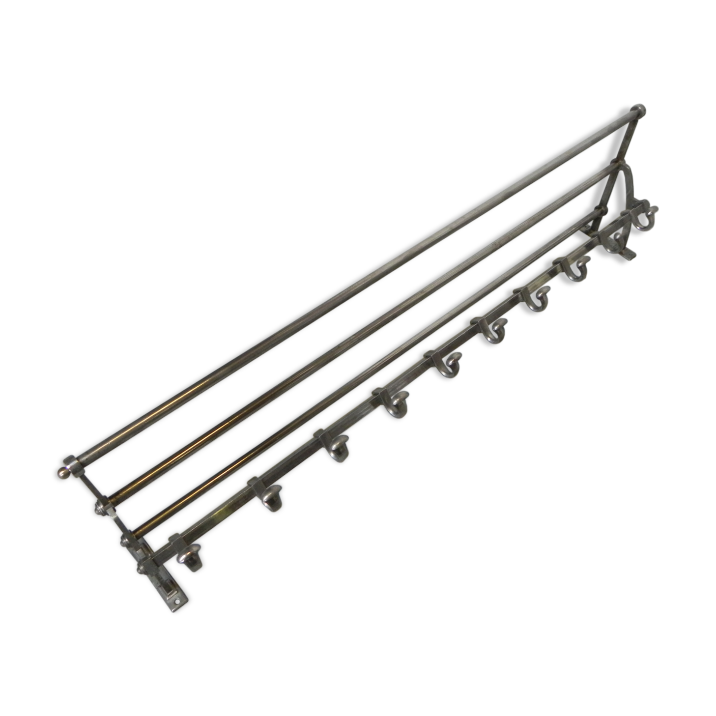 Art Deco wall coat rack with 10 hooks