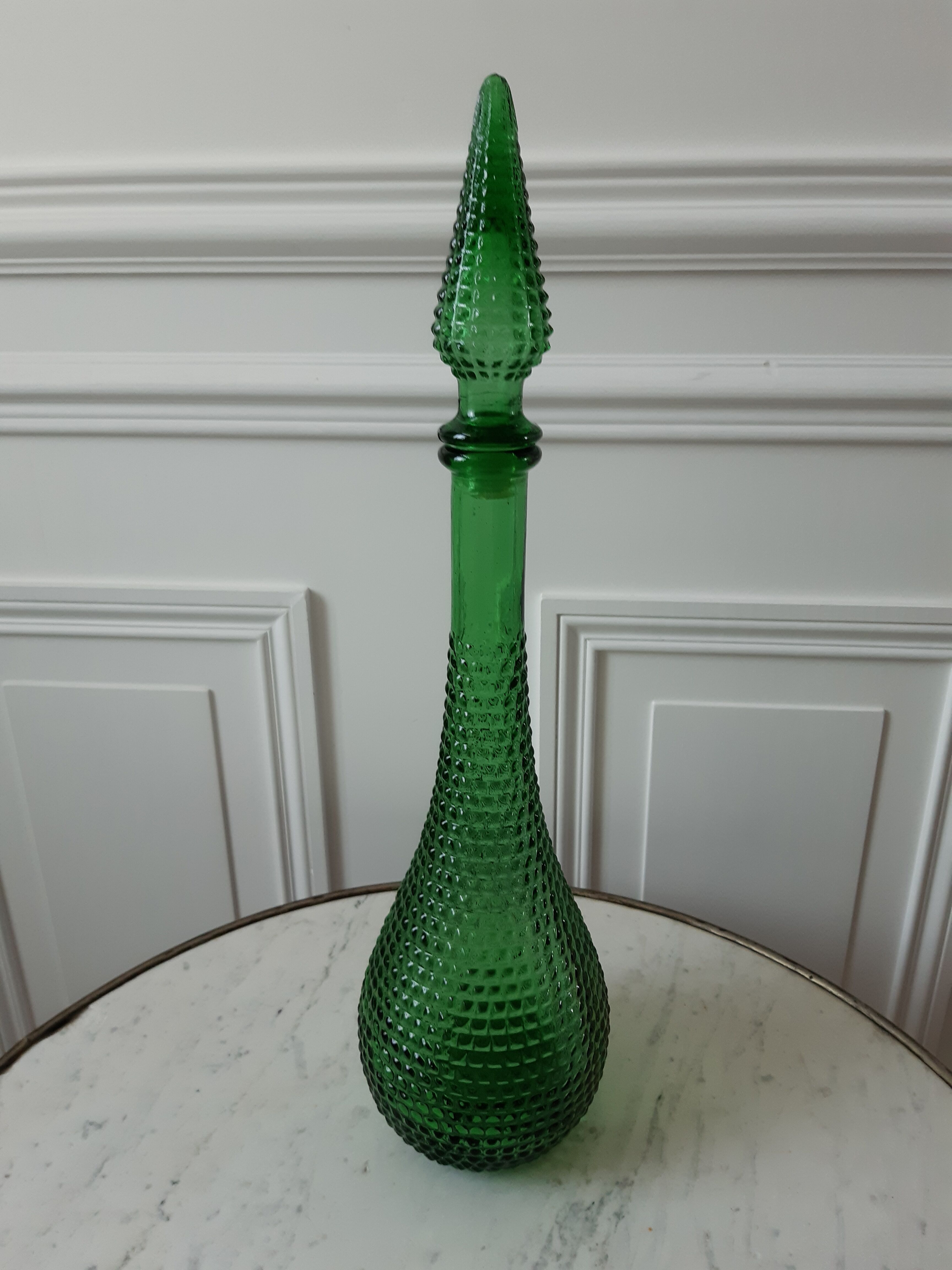 Carafe bouteille Empoli Italienne en verre vert