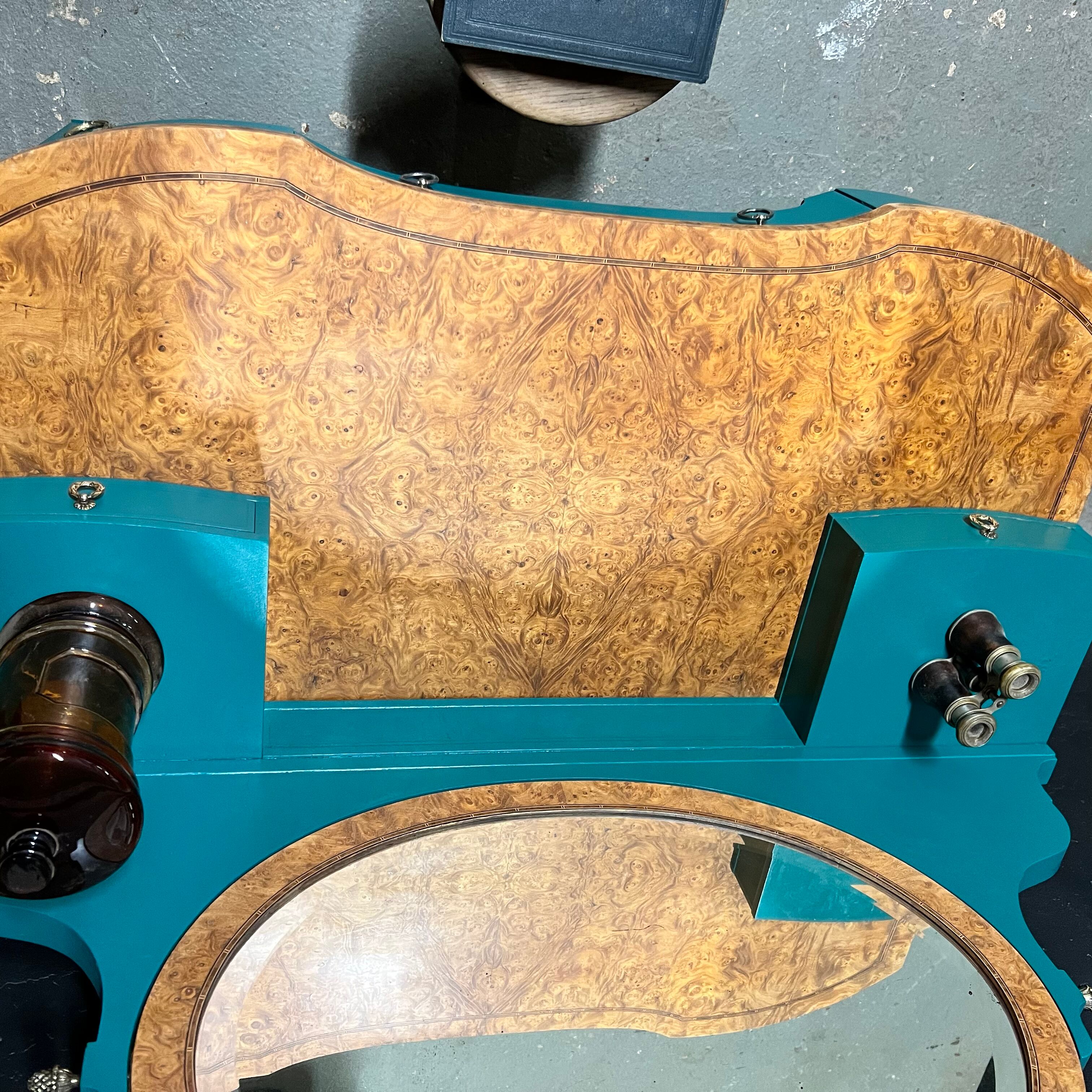 Louis XVI style dressing table in elm magnifying glass