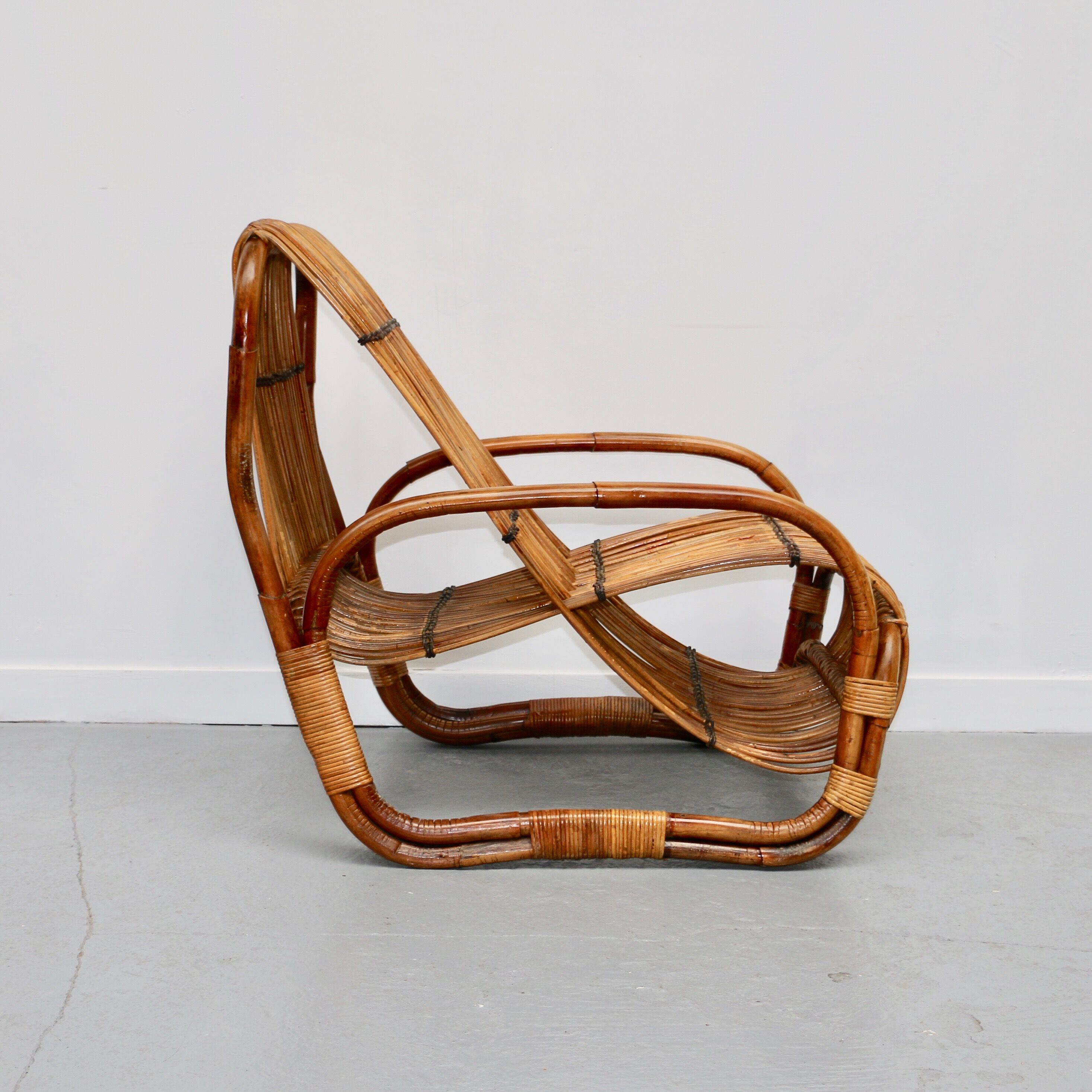 Rattan armchair, Italy, 1950s
