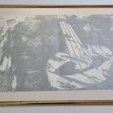 Original lithograph after Jean-Luc Poivret, "Flying Machine", 69 x 47 cm, framed, 1970s