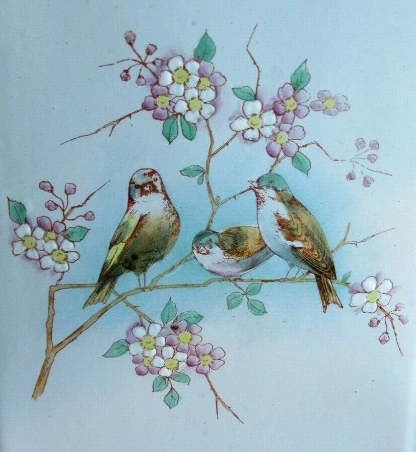 Porte-ustensiles de cuisine art déco tôle émaillée 3 oiseaux