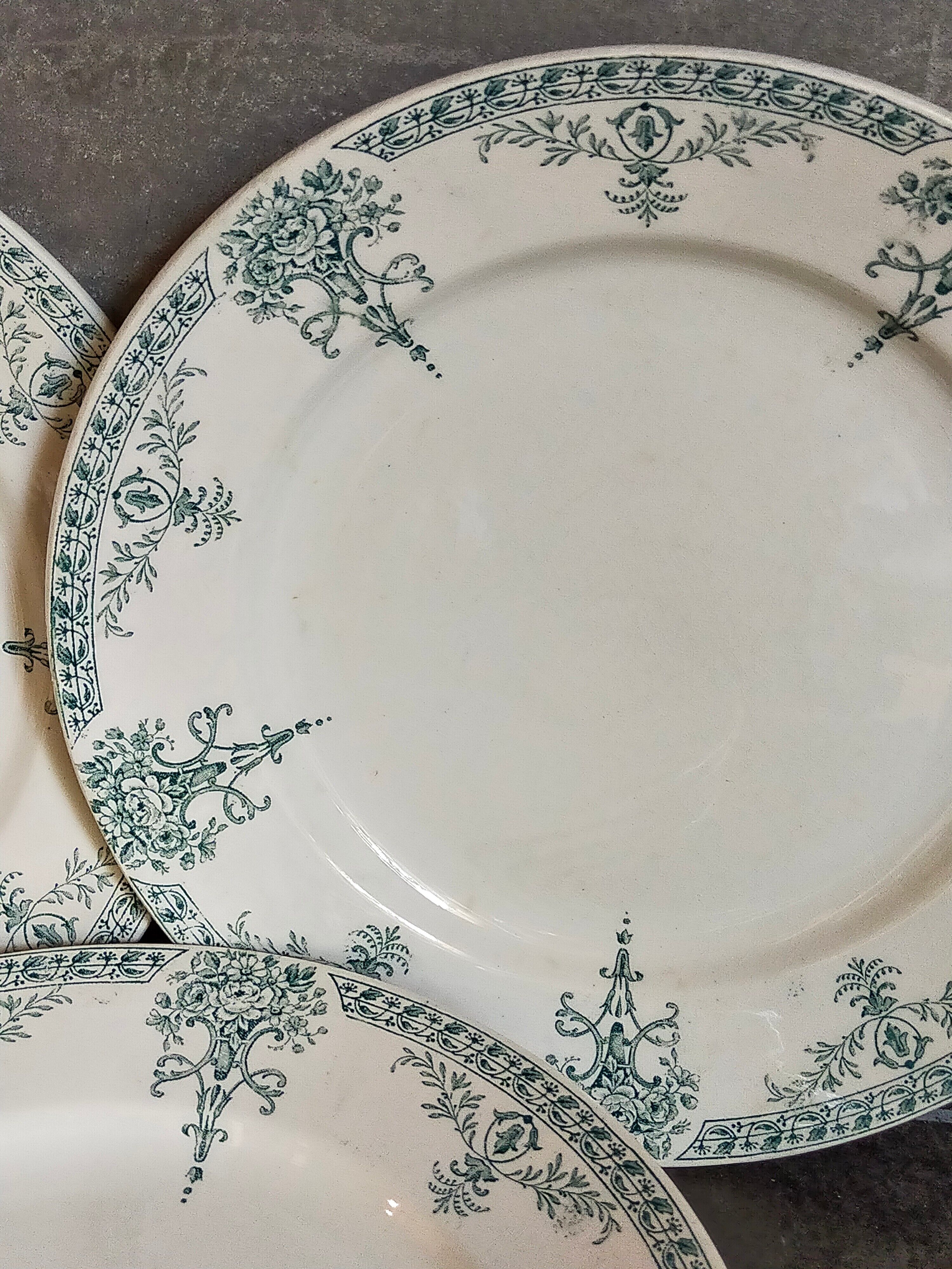 Six old plates iron earth of lunéville model lugano late nineteenth