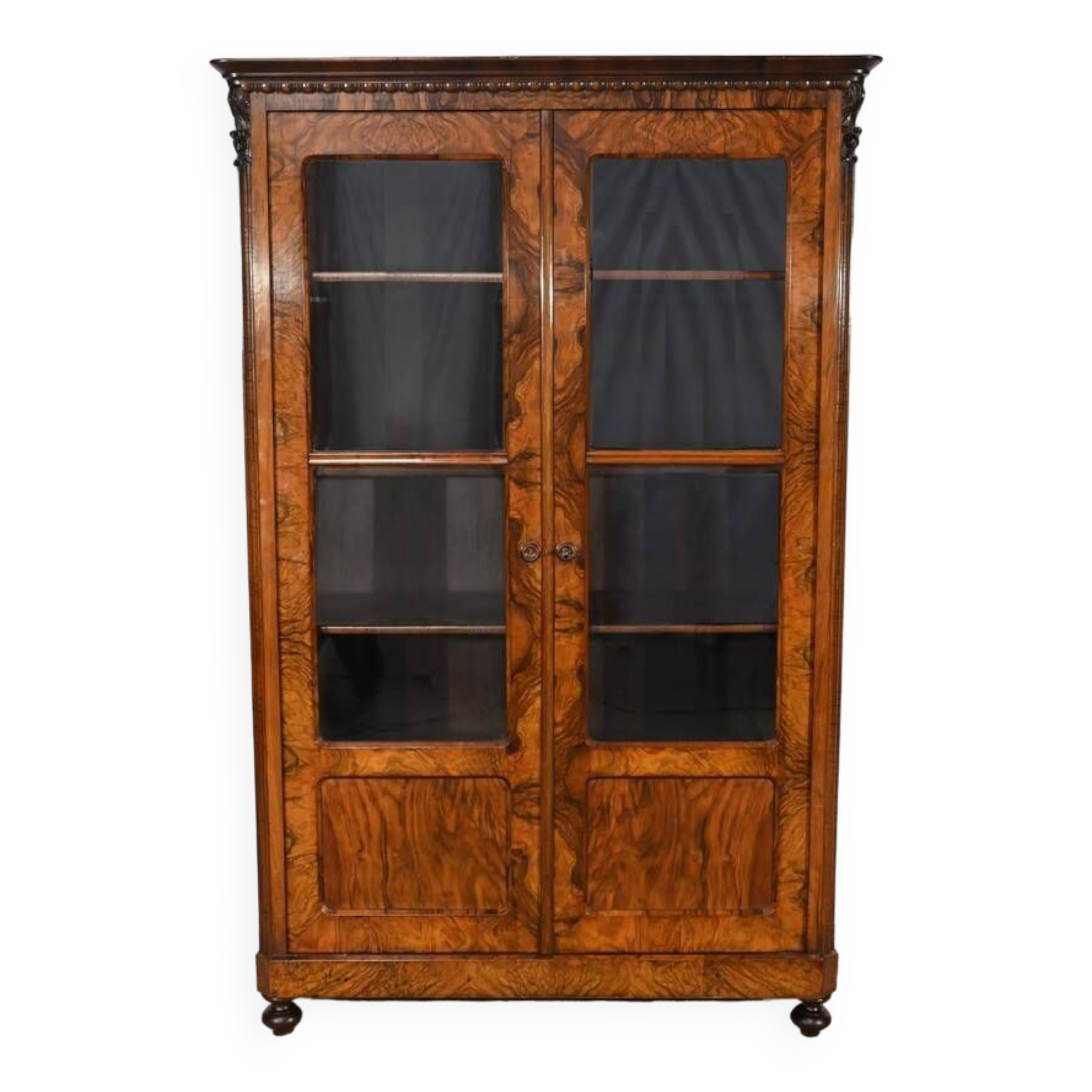 Burl Walnut Bookcase, Restoration Period – Early 19th Century