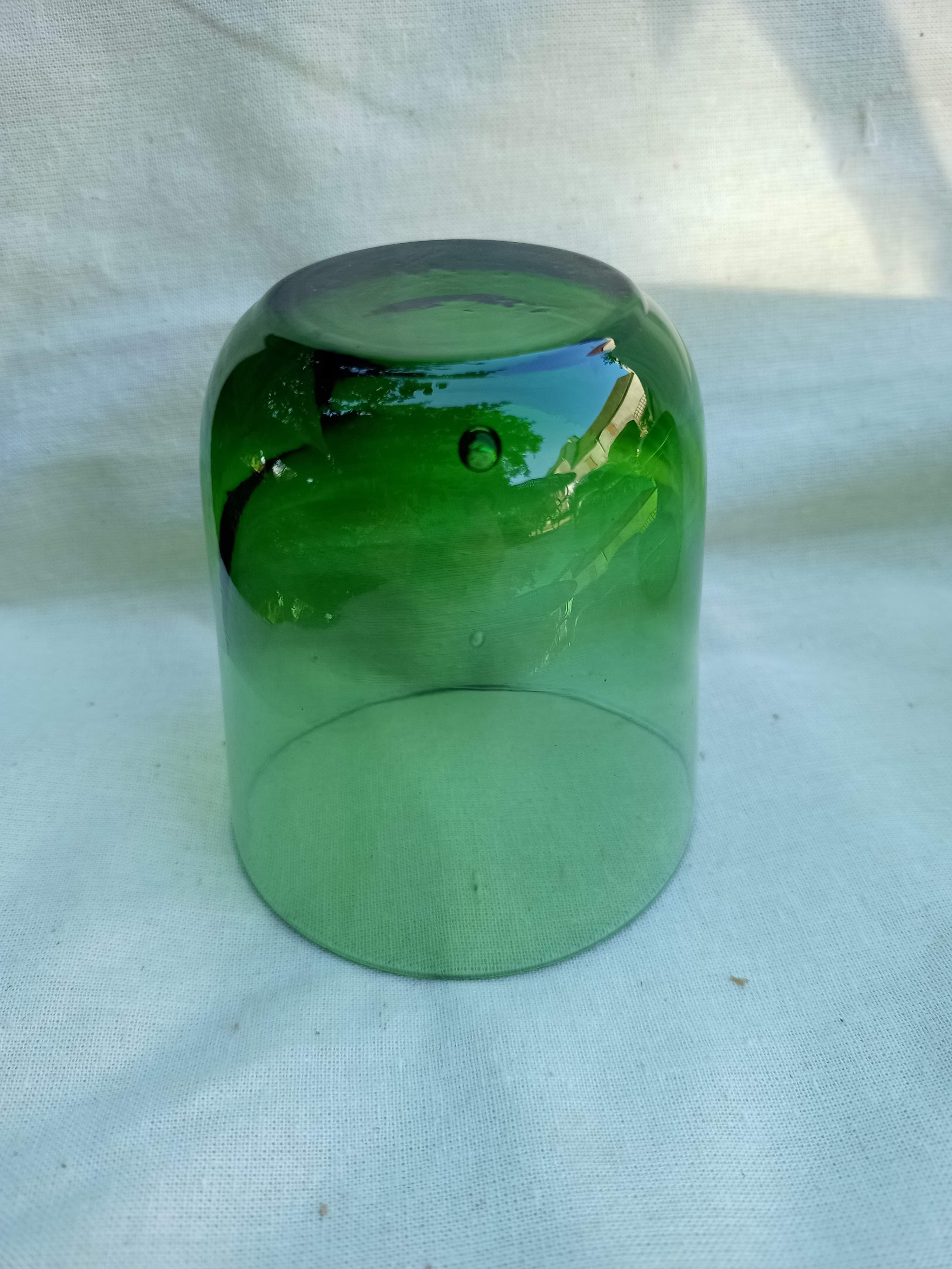 Vintage glasses in slightly bulled green glass
