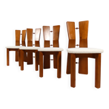 70's brutalist dining chairs in oak with bouclé fabric