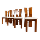 70's brutalist dining chairs in oak with bouclé fabric
