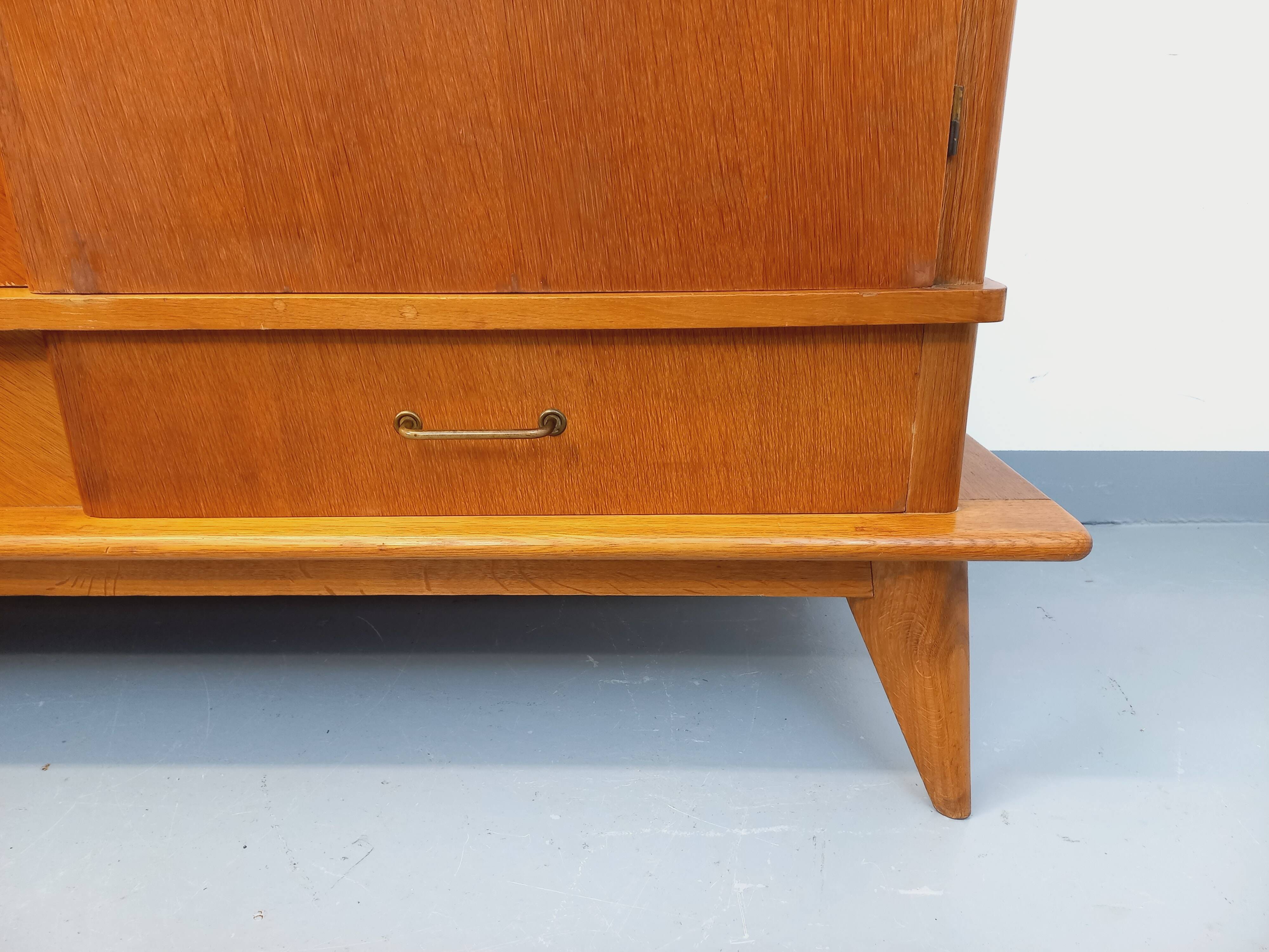 Vintage oak wardrobe from the 1960s.