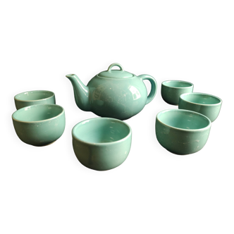 French vintage aquamarine tea set