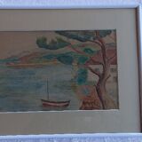 Old painting, watercolor "the Sharp", emblematic of Provence
