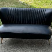 Mid-century sky black cocktail sofa, 1950s