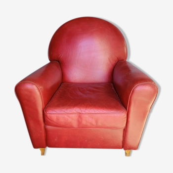 Club armchair red leather st art deco