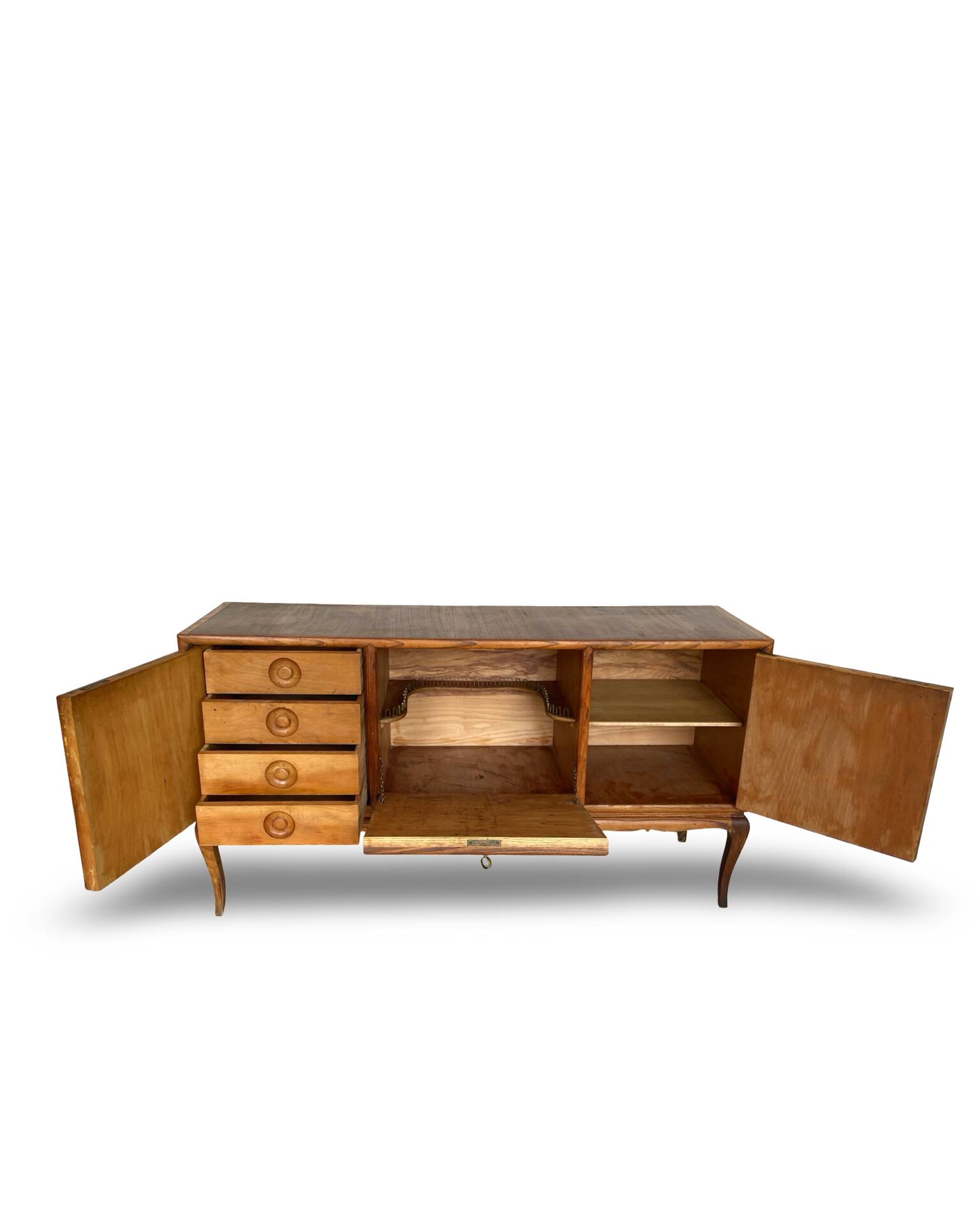 Italian Mid-Century cherrywood veneered and solid wood sideboard.