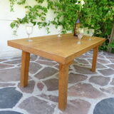 Massive elm coffee table of brutalist spirit