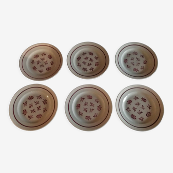Series of six Pexonne earthenware dessert plates model Algiers