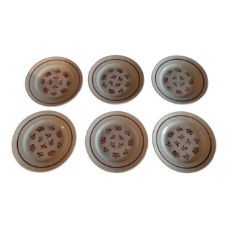 Series of six Pexonne earthenware dessert plates model Algiers