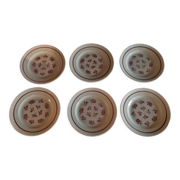 Series of six Pexonne earthenware dessert plates model Algiers