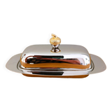 Silver metal butter dish