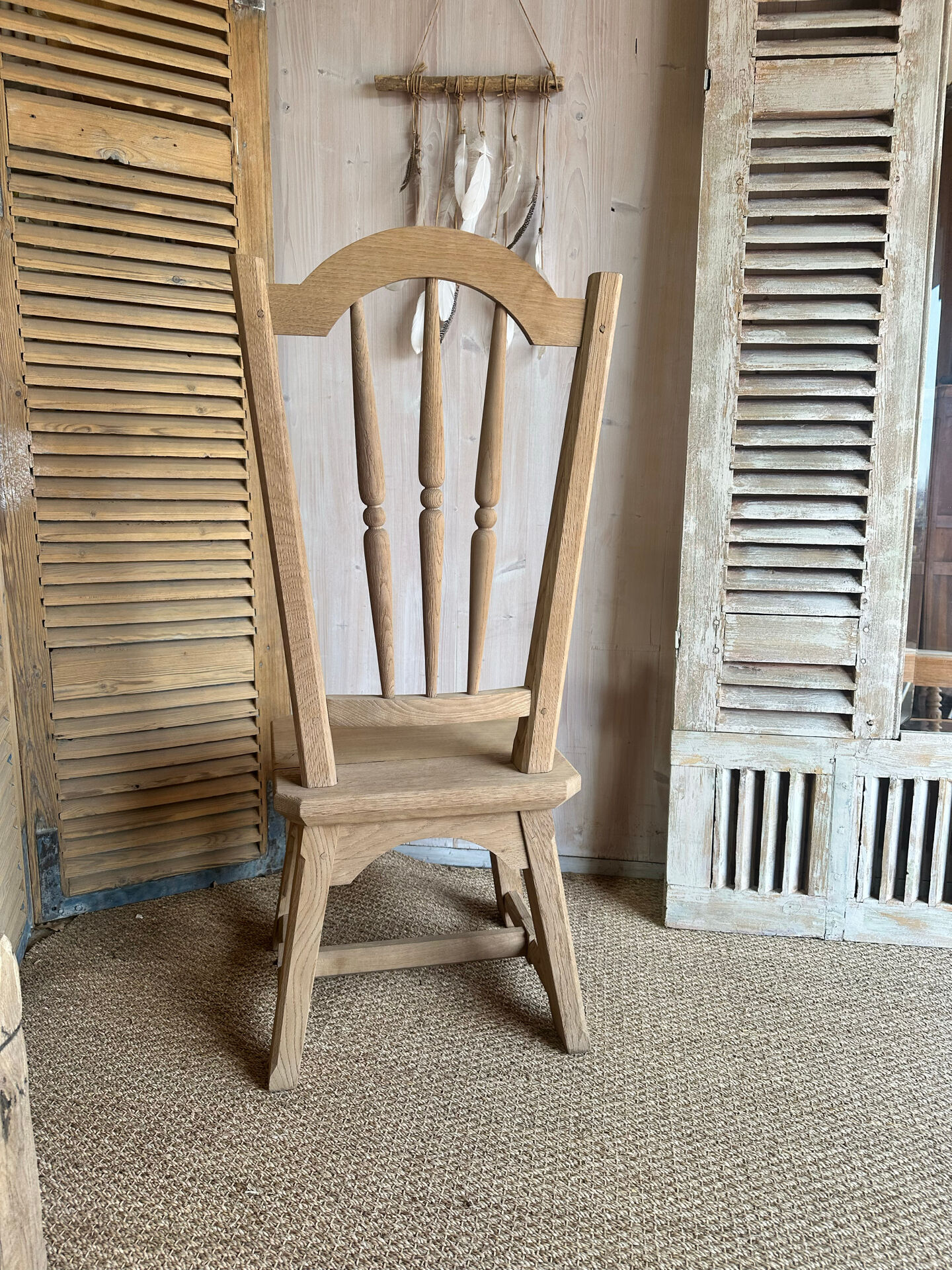 Renovated antique solid oak chair