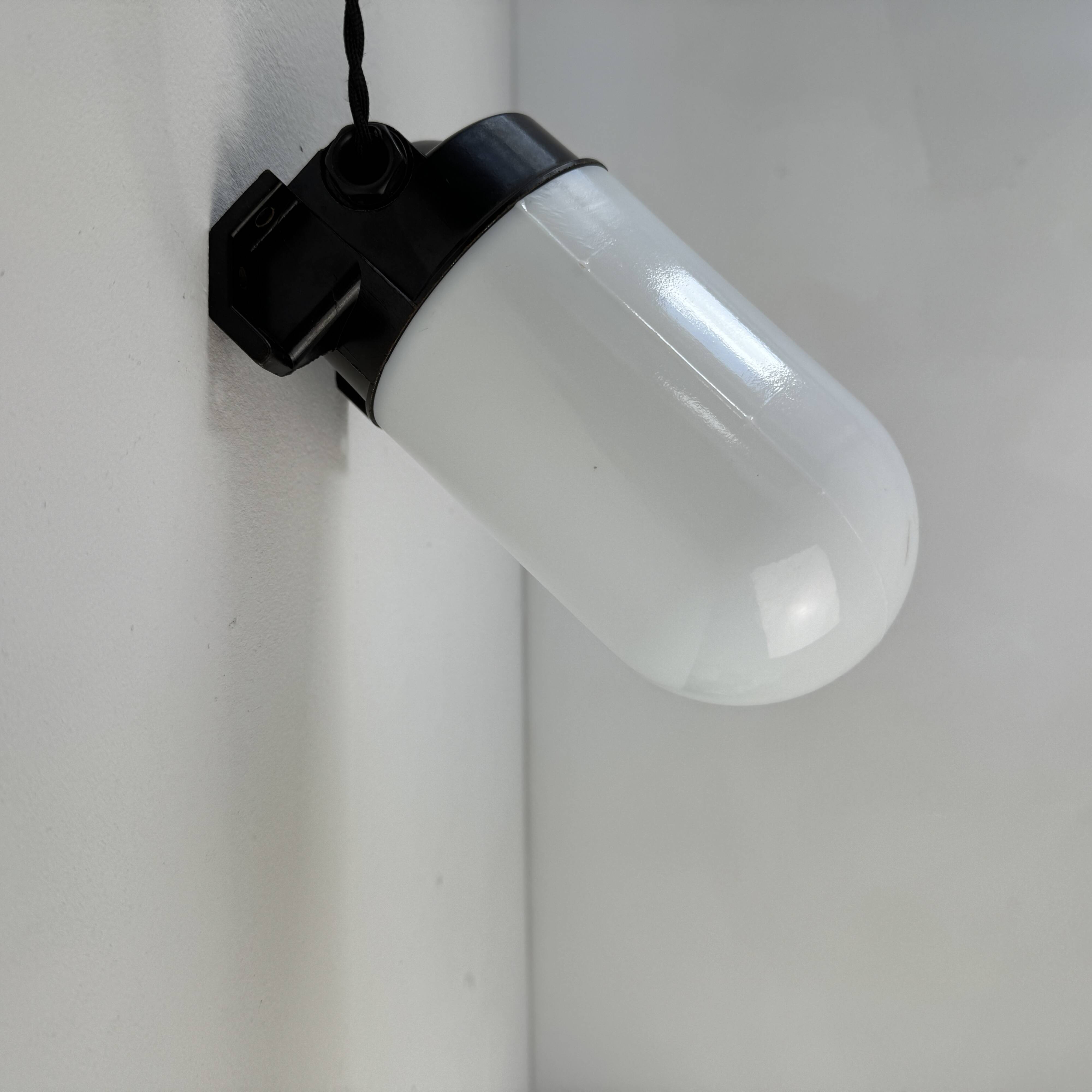 Vintage "block" applied light in opaline