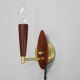 Mid-century Danish teak and brass wall lights, pair, 1960s