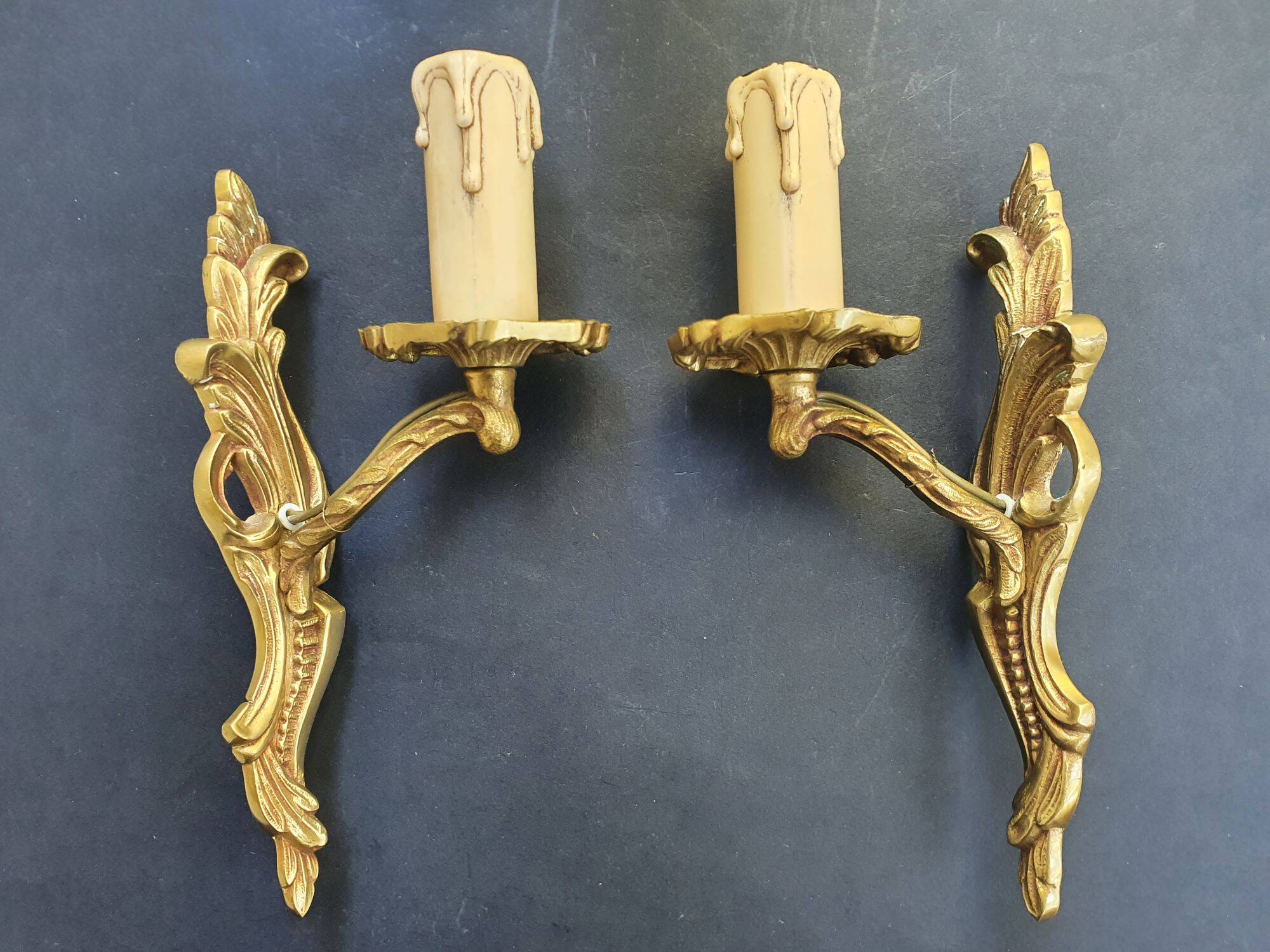 Pair of antique wall candle holders
