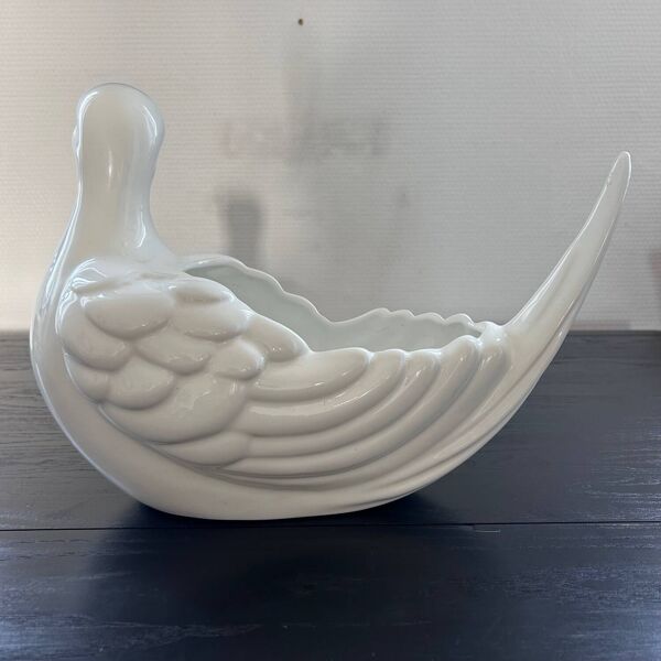 Grand cache pot oiseau blanc
