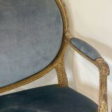 Banquette en bois doré sculpté et mouluré de style Louis XVI Époque XIX eme siècle