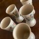 5 Mazagran stoneware vases with floral decoration