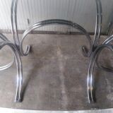 Large table Roche Bobois 1970 glass and chrome 8 pers