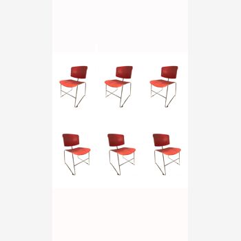 Série 6 chaises bureau design Steelcase X Max Stacker 1970’