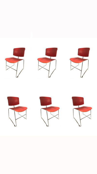 Série 6 chaises bureau design Steelcase X Max Stacker 1970’